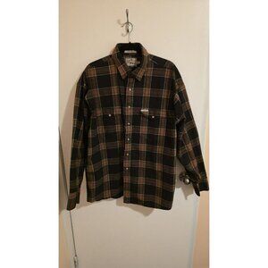 Powder River Outfitters Pearl Snap Brown Plaid Long Sleeve Shirt Mens XL Camp